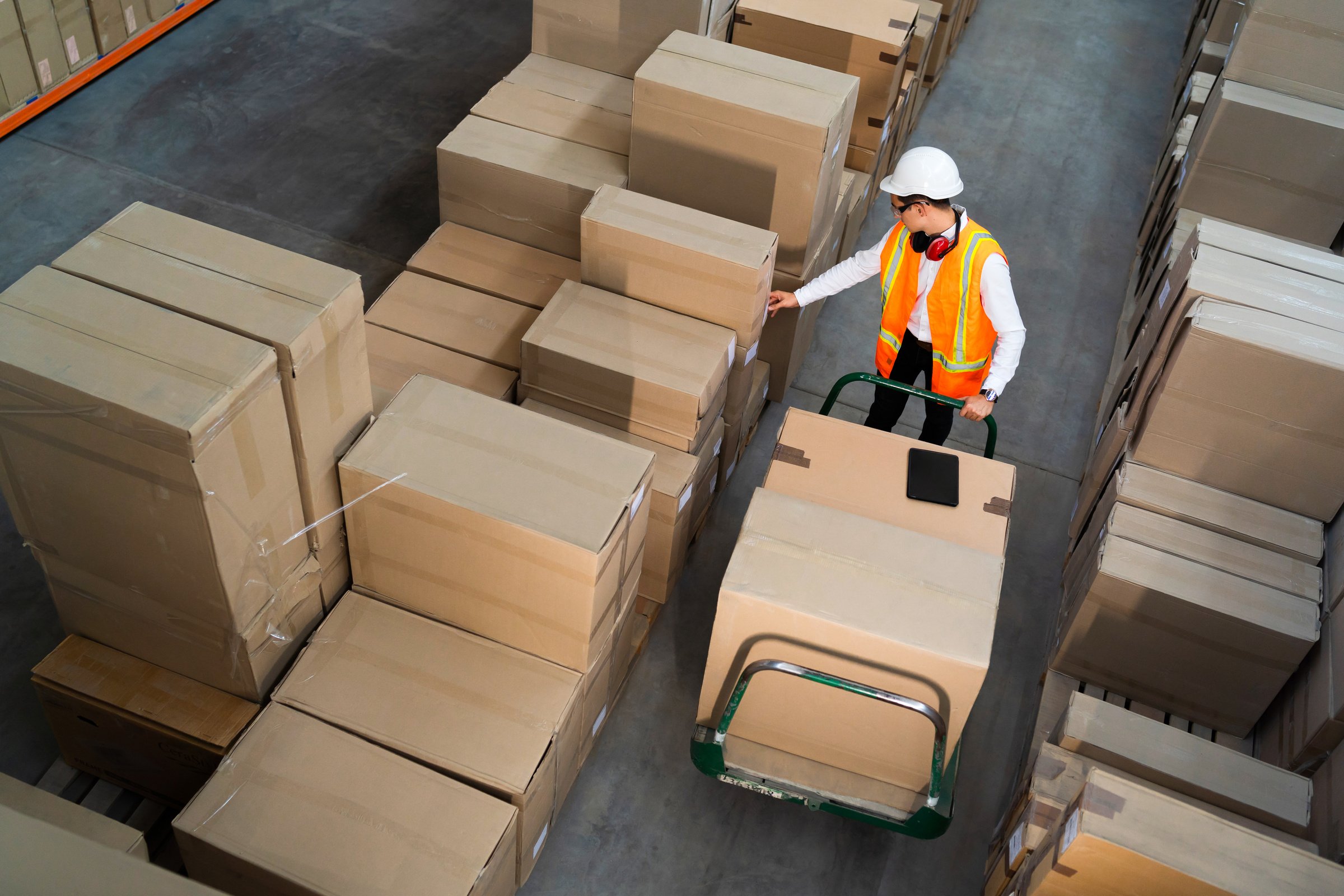 Man Working in Logistics Warehouse 